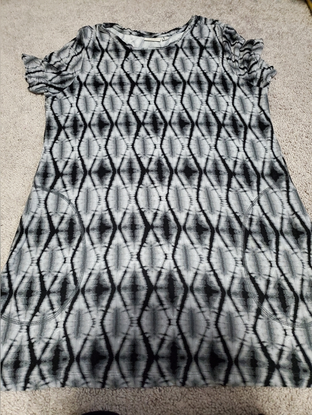 LOGO By Lori Goldstein Diamond Print Tie Dye Style Lightweight Dress Size Large